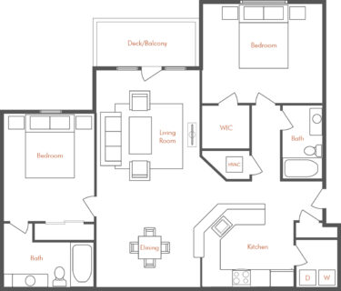 2 Bed / 2 Bath / 1,175 sq ft / One Month / Starting at $1,600